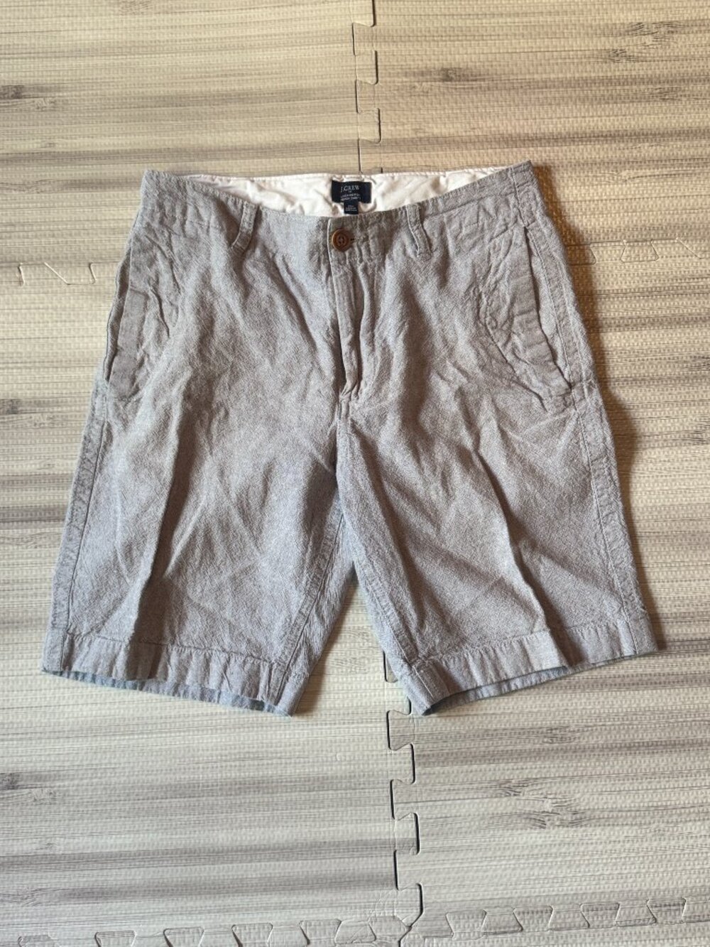 J.Crew Men's Gray Linen-Cotton Beach Shorts